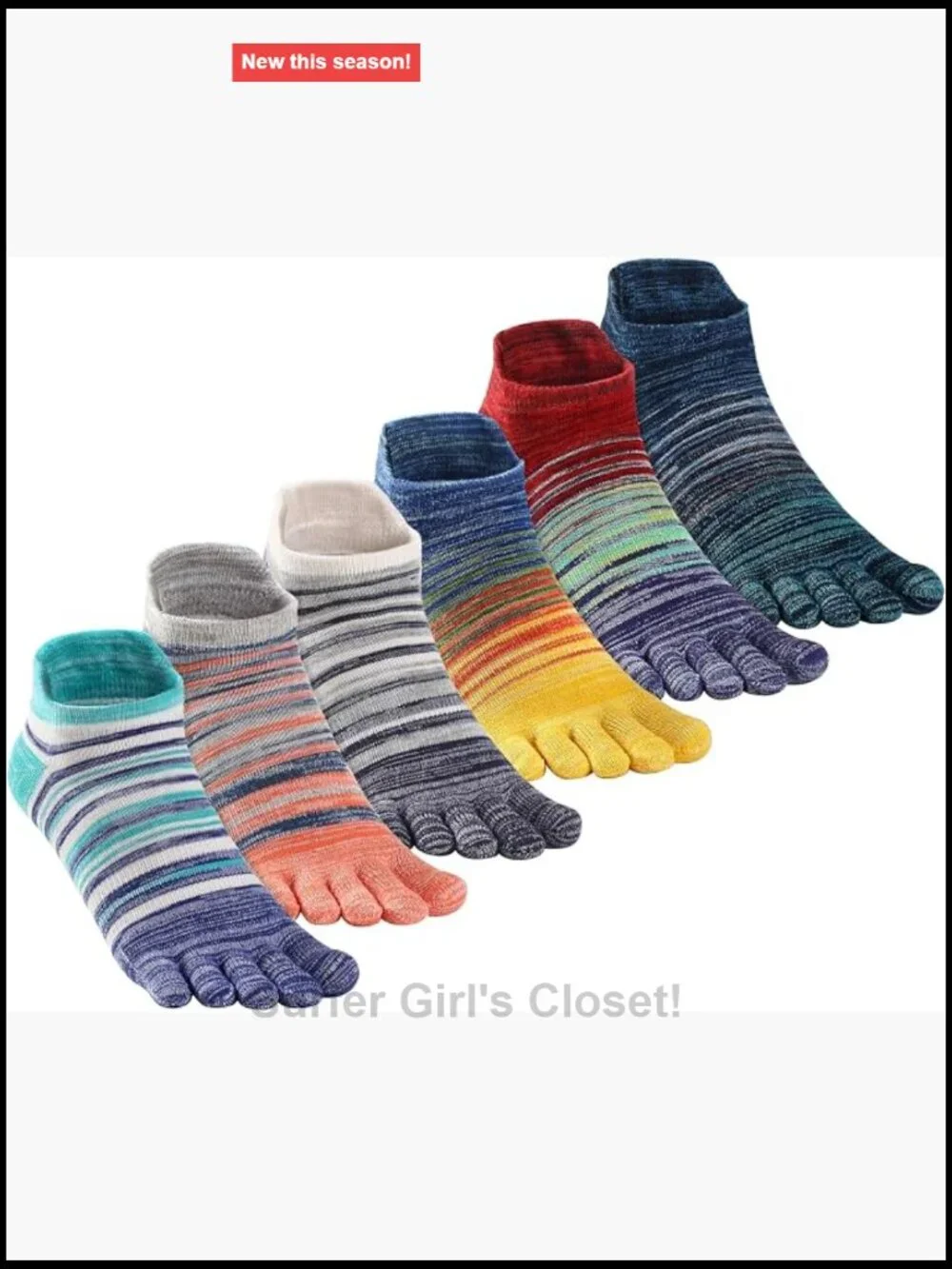 Cotton Toe Socks with Arch Support, 6 Pairs Five-Toe Design for Running